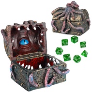 DND Mimic & Octopus Chest Box with Polyhedral Mystery Dice Set - Medieval Resin Cthulhu Dice Storage