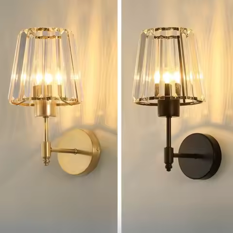 Nordic Creative Wall Lamp American Simple Country Bedroom Bedside Wall Lamp Balcony Crystal Glass Co