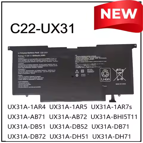 C22-UX31 Replacement Li-ion Laptop Battery for ASUS ZenBook UX31 UX31E UX31A-AB71 U31E-MA1 UX31E C21