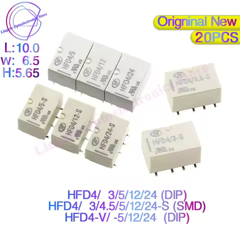 20PCS/lot HFD4 / -3V 4.5V 5V 12V 24VDC Relays 2A 8PIN SMD/DIP HFD4-V/5V HFD4/12V -S HFD4/24V Signal 