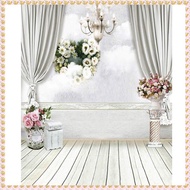(BGSJ) 5x7FT White Curtain Backdrop Studio Flower Photo Photography Floor Background
