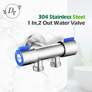 【DR】304 Stainless Steel Angle Valve 2 Way 1 2 Two Way Angle Valve 1/2" Angle Valve with Ring Cover for Faucet Toilet Set Valve Faucet 2 Way Multi-Function Standard Spout Angle Valve Two Out Double Water Double Control Angle Valve Faucet