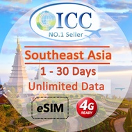 [ICC eSIM] Southeast Asia 3-30 Days Unlimited Data Plan/ Southeast Asia esim/Check coverage before p