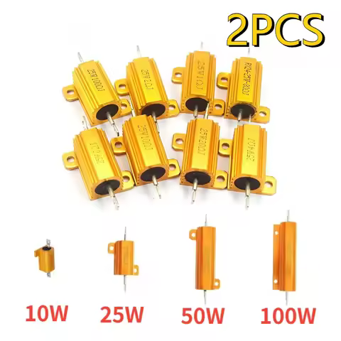 2PCS RX24 Aluminum Power Resistor 100W 50W 25W 10W 0.1~1Kohm Metal Shell Case Wirewound Resistors Ki
