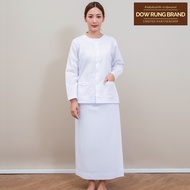 ชุดขาว ชุดปฏิบัติธรรม เนื้อผ้าฝ้ายญี่ปุ่น &amp; เนื้อผ้าCotton (ชุดเสื้อแขนยาว สองกระเป๋า + ผ้าถุงเอวยางยืด*มีซับในให้ในตัว*)