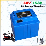 แบตเตอรี่สามล้อไฟฟ้า  จักรยานไฟฟ้า48V  15AH LiFePO4  BMS 50แอมป์ ลิเที่ยมฟอสเฟส ปลอดภัยไม่ติดไฟ