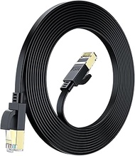 Maximm Cat8 Flat Ethernet Cable - 25FT - Black - 40Gbps - 2000Mhz High Speed Double Shielded UTP, Pa