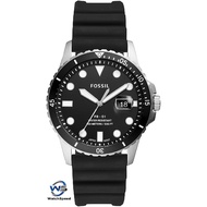 Fossil FS5660 Quartz FB-01 Three-Hand Date Analog Silver Stainless Steel Case Black Silicone Men's Watch