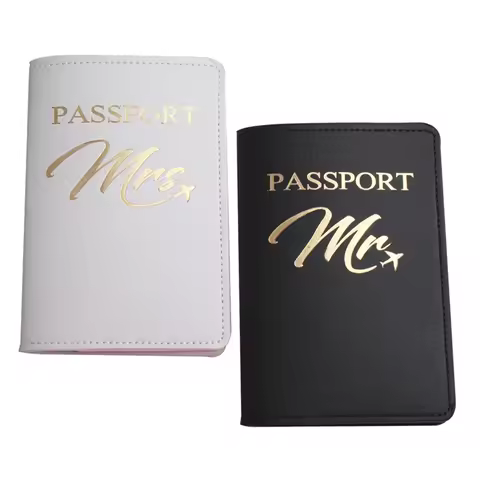 2PCS a Set Mr/Mrs Lovers Couples PU Leather Passport Cover Case Holder Travel Accessories Wallet for