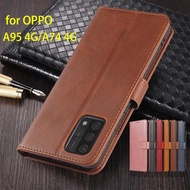 Ốp lật Ví Ốp da cho Oppo A95 4G/Oppo A74 4G chất liệu da PU túi đựng điện thoại bao da bảo vệ