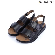 MATINO PLAY รองเท้าแตะชายหนังแท้ รุ่น MC/T 9329 - BLACK/BROWN