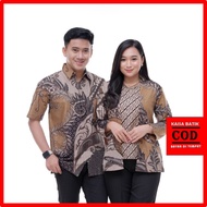 Baju Batik Couple Kemeja blouse Lengan pendek bahan katun premium