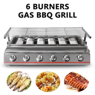 BBQ Grill 燃氣燒烤爐小型 6 燃燒器紅外線無菸烤盤 LPG 燃氣鋼烤架戶外野餐燒烤爐廚房