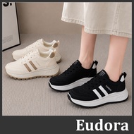 [Eudora] Thick-Soled Casual Shoes Daddy Shoes Women Milk Tea Color Women's Shoes Height-Increasing S