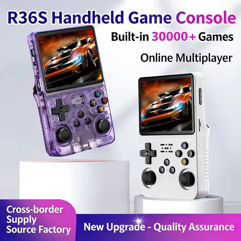 R36S Mini Portable Retro Gaming Device 3.5 Inch IPS Screen 128GB Storage Pocket Video Media Player F
