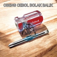 Obeng bolak balik cebol gagang karet Obeng mini 2 way obeng pendek CRV