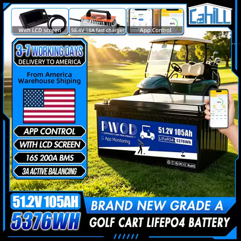 Grade A 48V 105ah Lifepo4 Battery Pack 3A Active Balancing 5736WH With Charger LCD Screen Built-in 1