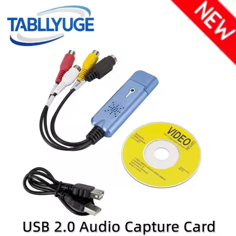 VHS VCR to Digital Converter USB 2.0 Audio Capture Card-Analog Capture Card with RCA Cables For TV D