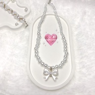 Pearl Ribbon Necklace | Pearl Necklace | Korean Aesthetic Beads | BEADS