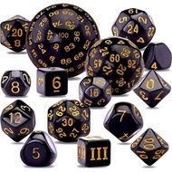 15Pcs/Set Polyhedral Dice D3-D100 Spherical RPG Complete DND Opaque Black 100 Sides Dices Role Playi