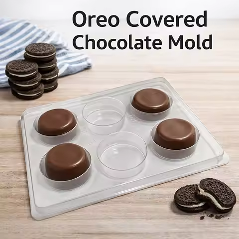 3Pcs Food Grade Chocolate Covered Mold Set with Scraper, PET Round Baking Molds Compatible with Oreo