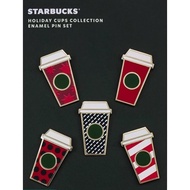 Starbucks Brooch Pin Togo Coffee Tumbler Cup Holiday Set of 5 Enamel Pin Set Taiwan