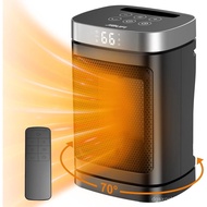 Small Portable Space Heater for Indoor Use - with 70°Rotating Feature, JIBUFI 1500W PTC Electric Hea