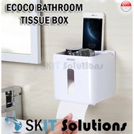 Ecoco Bathroom Tissue Box Phone Holder Dry Storage Toilet Roll Holder Wall Mounted Dispenser Kitchen