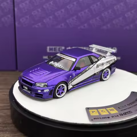PGM 1:64 GTR R34 Purple The Gifted Diecast Model Car HEC Special Edition 2025