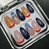 Making Cia - The Orange Summer Nails | Press On Nails Aesthetic | Press On nails Orange | Press On N
