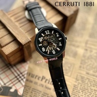 Cerruti 1881 CTCIWGE2206304 Automatic Men Watch with Black Skeleton Dial and Black Genuine Leather