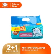 Punaas 144 Sheets Fresh Powder Scent Anti-bacterial Wipes 2+1 pack free trending wipes baby wipes