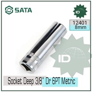 Dr. 3/8" Long Socket Wrench 6PT Deep Socket 8 mm 12401 Sata Tools