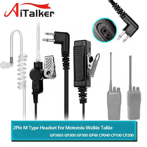 MOTOROLA Walkie Talkie Acoustic Tube Earpiece Headset Mic For DP1400 EP450 GP88S CP88 CP040 CP140 CP