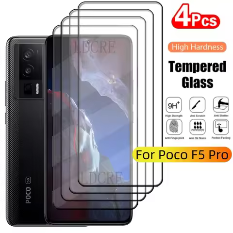 4Pcs For Poco F5 Pro Glass Poco F5 Pro Tempered Glass 9H HD Protective Full Cover Glue For Screen Pr