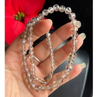 Smoke-colored crystal necklace with hexagonal beads from 4 to 8.8 mm long, 41 cm long, siliver silve