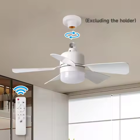 Modern E27 Ceiling Fan Light, Minimalist 5-Blade Fan Lamp for Bedroom, Dining Room, Kids Room