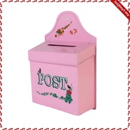 [leipupa] Decorative Pink Outdoor Wall Mailbox Iron Letter Box Slim Rectangular Design for Porch Gar