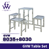 GVW【8035】Stainless Steel Table Kitchen Table Outdoor Table Bench Chair With Table Set Garden Meja