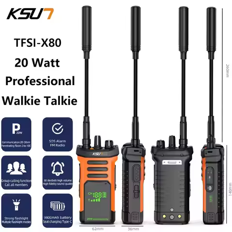 KSUT Professional Radio Walkie Talkie 20Watt Long Range Powerful Two Way Radio Station Portable UHF 
