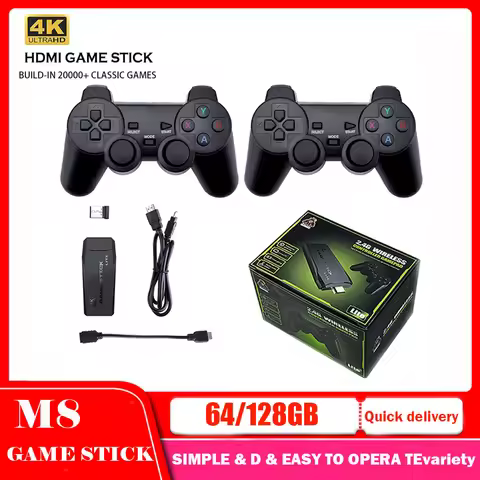 M8 4K HD Retro Game Console 20000 Games Built-in Wireless Controller TV Game Stick Handheld