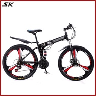 24 Inch/26 Inch Mountain Bike Foldable Bicycle Male And Female Adult Student Folding Bicycle 21-speed Variable Speed Foldable Bike Shock-absorbing Bike Front And Rear Double Brakes Height Adjustable Anti-skid Bicycle Tyre