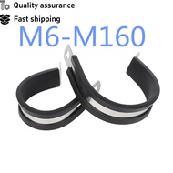 304 Stainless Steel R-Type Tube Clamp Double Rivet Clamp M6-M160 Clamp U-Shaped Rubber Fixed Cable C