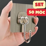 Combo 50 Móc Dán Tường Inox Siêu Dính Chịu Lực Tốt Móc Treo Đồ Nặng Dán Tường Không Cần Khoan – Gắn