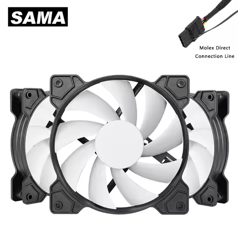 SAMA 50.2CFM 21dB 1200RMP PC Cooling Silent 120mm Computer Case Fans 4PIN TO Molex Power Supply No L