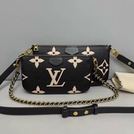 LV路易威登Multi Pochette黑白壓紋四合一 芯片