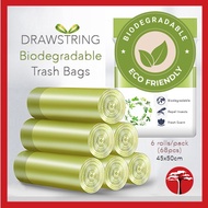 SUNIEMI SG Trash Bag | 10L-15L | Plastic Bag | 6 rolls | Biodegradable | Drawstring | 68 Bags