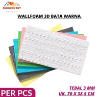 wallpaper dinding 3d foam bata warna motif batu bata - cream