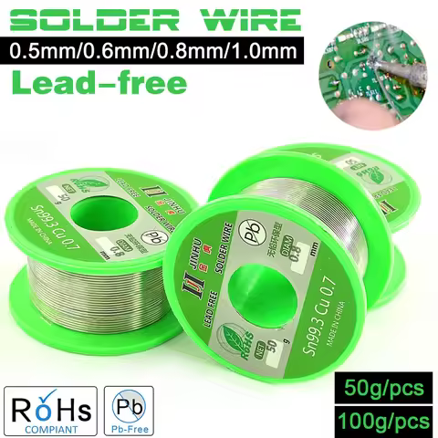 JINHU Sn99.3 Cu0.7 50G/100G Lead Free Solder Wire Tin 0.5/0.6/0.8/1.0mm Rosin Core Solder Welding So