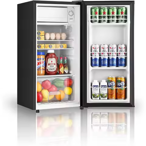3.1 Cu.Ft Mini Fridge with Freezer, Single Door Mini Refrigerator, 5 Settings Temperature Adjustable